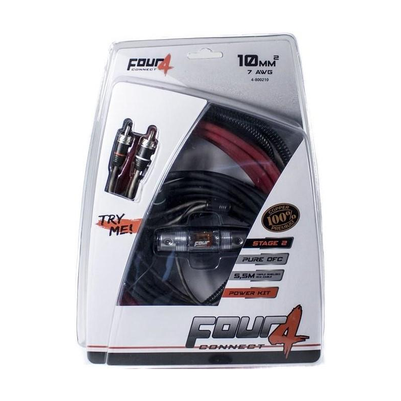 10mm� OFC  Kabels�t til montering af forst�rker i bil