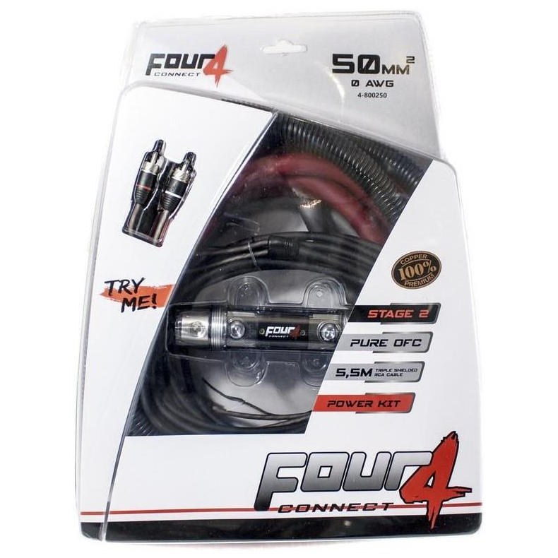 10mm� OFC  Kabels�t til montering af forst�rker i bil