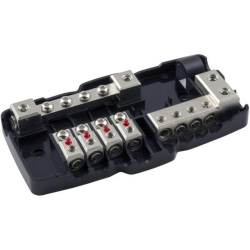 Fordeler blok med sikringsholder til 2 x 50mm2 & 4 x 20mm2 stel/str�mkabel