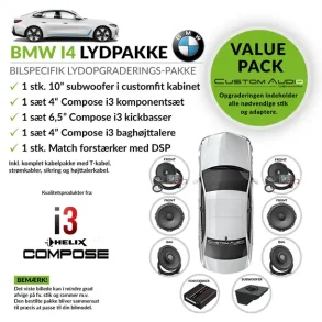 BMW i4 forst�rker, h�jttaler og subwoofer lydpakke 2.3 med Helix Compose i3