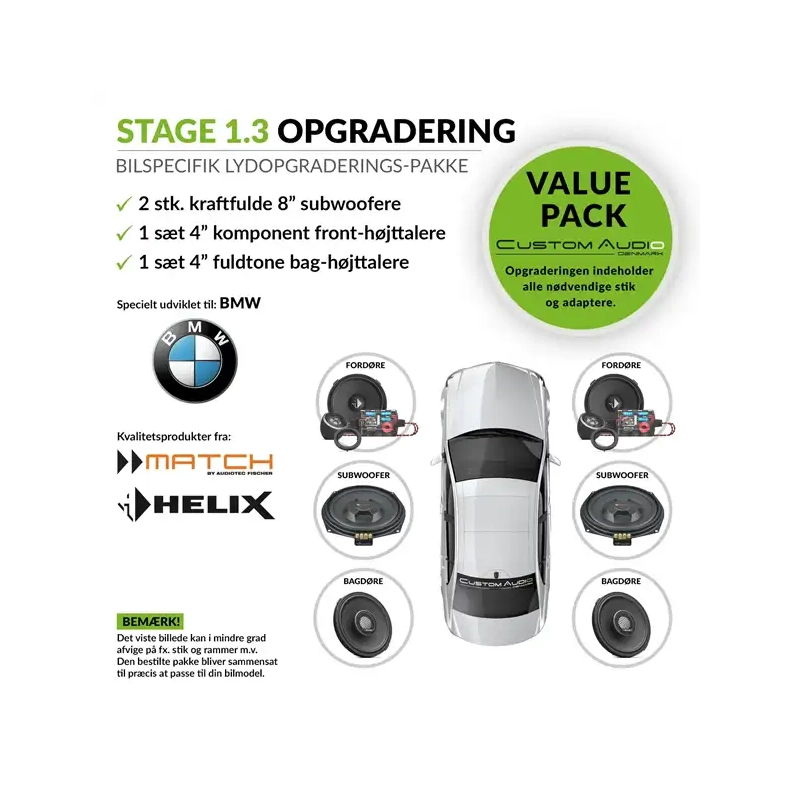 Helix og Match BMW og Mini STAGE 1.3 h�jttaler lydpakke