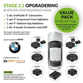Match BMW og Mini STAGE 2.1 h�jttaler og forst�rker lydpakke