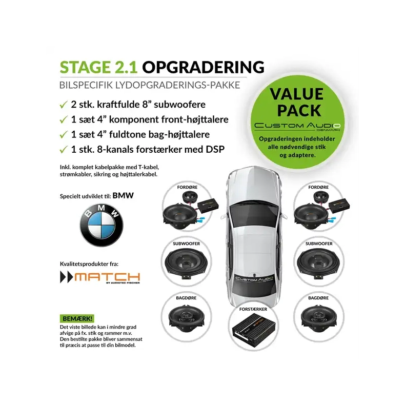 Match BMW og Mini STAGE 2.1 h�jttaler og forst�rker lydpakke