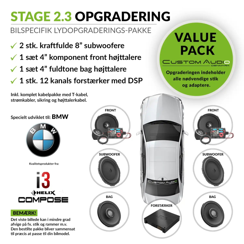 Helix BMW og Mini STAGE 2.3 h�jttaler og forst�rker lydpakke