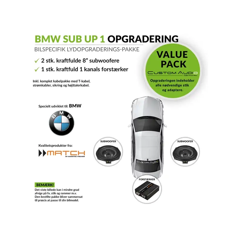 Match BMW og Mini Baspakke 1 subwoofere og forst�rker lydpakke