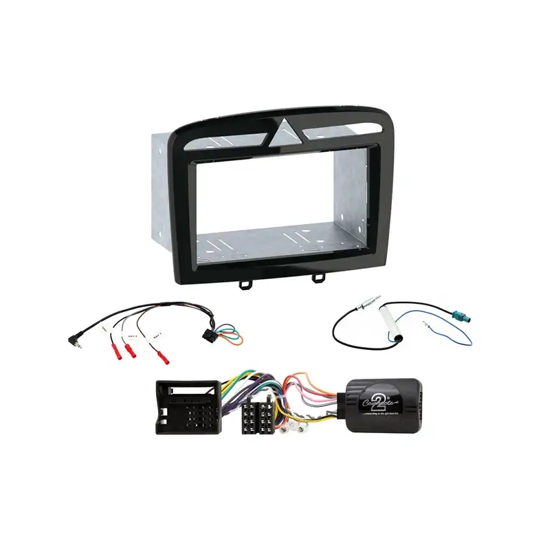 Komplet 2-DIN monteringss�t til Peugeot 308 (T7) & RCZ (Pianosort)