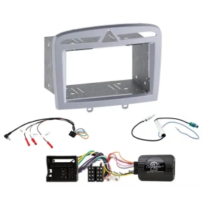 Komplet 2-DIN monteringss�t til Peugeot 308 (T7) & RCZ (S�lv)
