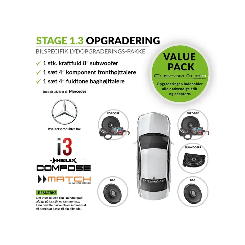 Mercedes h�jttaler Lydpakke STAGE 1.3 med Match og Helix compose i3