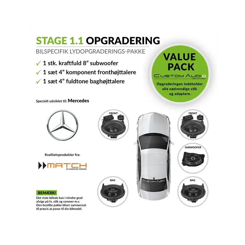 Mercedes h�jttaler Lydpakke STAGE 1.1 med Match