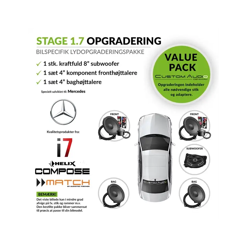 Mercedes h�jttaler Lydpakke STAGE 1.7 med Match og Helix compose i7