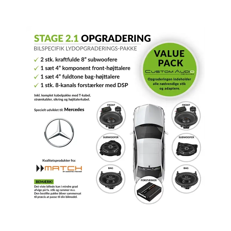 Mercedes h�jttaler Lydpakke STAGE 2.1 med Match