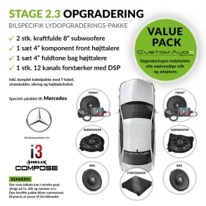 Mercedes STAGE 2.3 lydpakke med Helix Compose i3 h�jttalere og forst�rker 