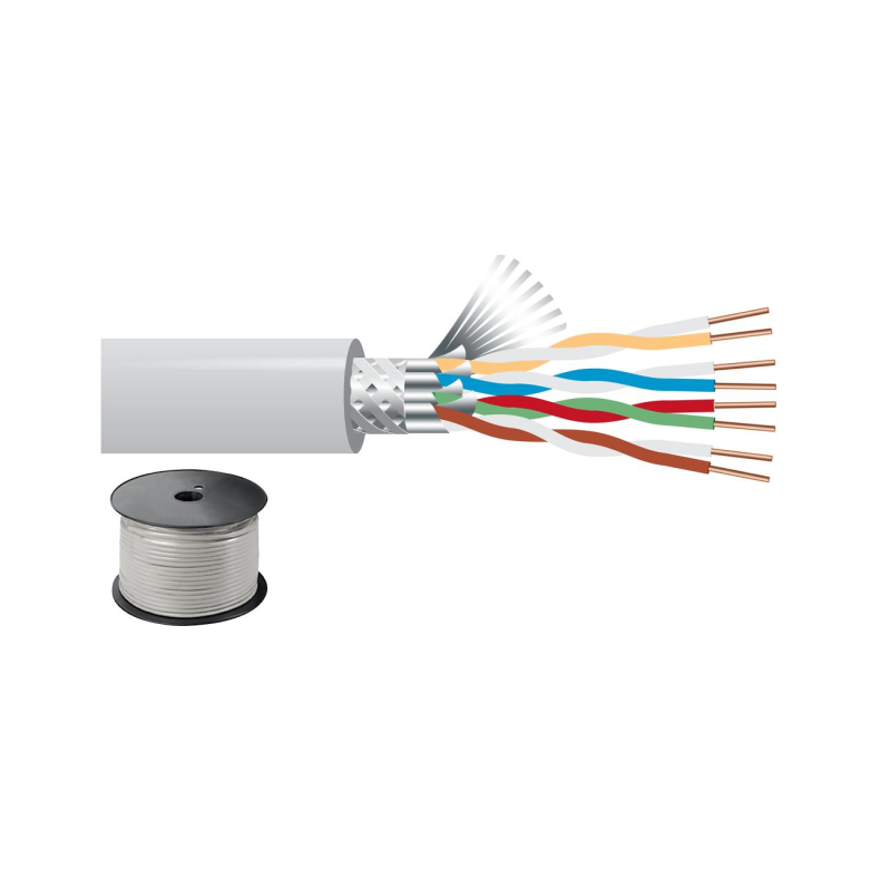 Monacor CAT-6100CCA S/FTP CAT6 netv�rkskabel dobbeltsk�rmet, Lbm