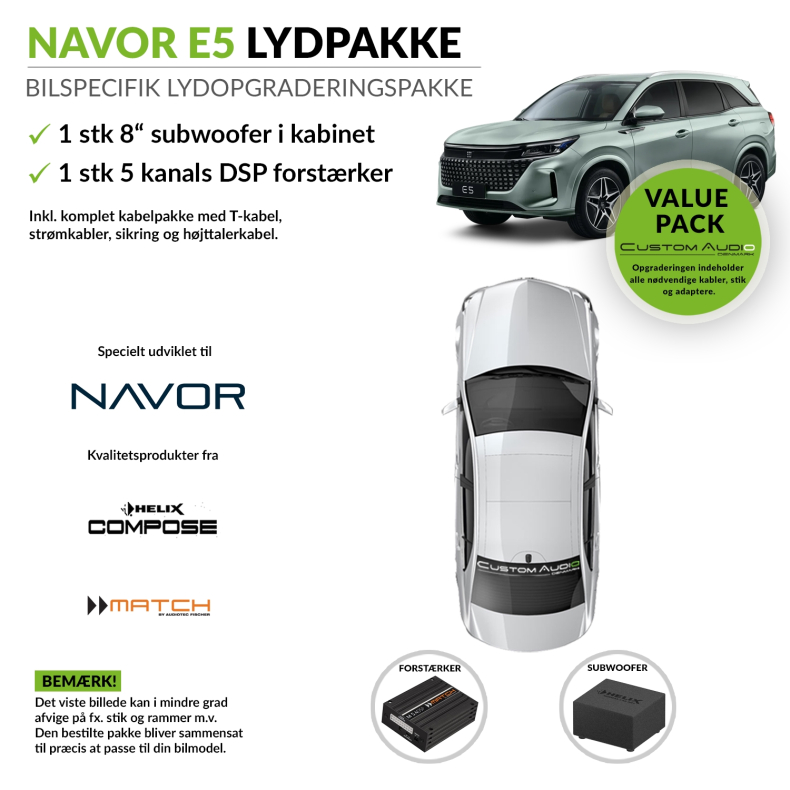 Navor E5 lydpakke (Inkl. montering)