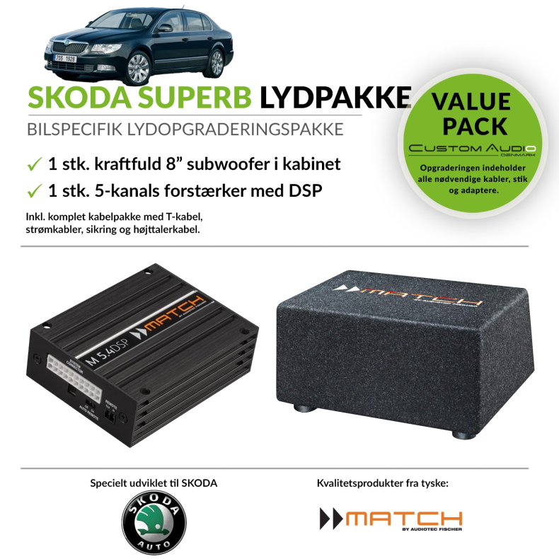 Skoda Superb bas og forst�rker lydpakke(Uden CANTON)