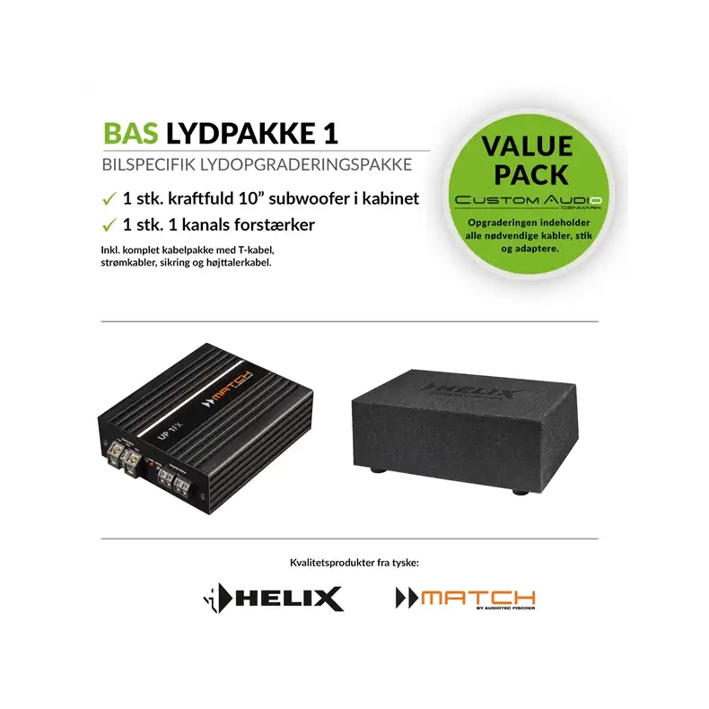 Bas lydpakke 1 med kompakt 10" subwoofer