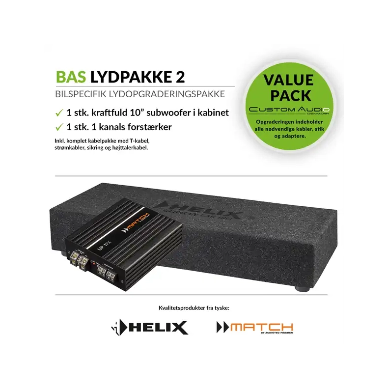 Bas lydpakke 2 med slimfit 10" subwoofer
