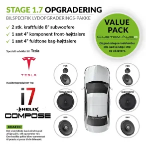 Lydpakke til Tesla Model 3 og Model Y,  Helix Compose i7 h�jttalerpakke STAGE 1.7