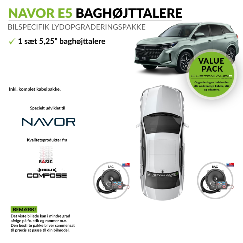 Navor E5 bagh�jttaler pakke (Inkl. montering)