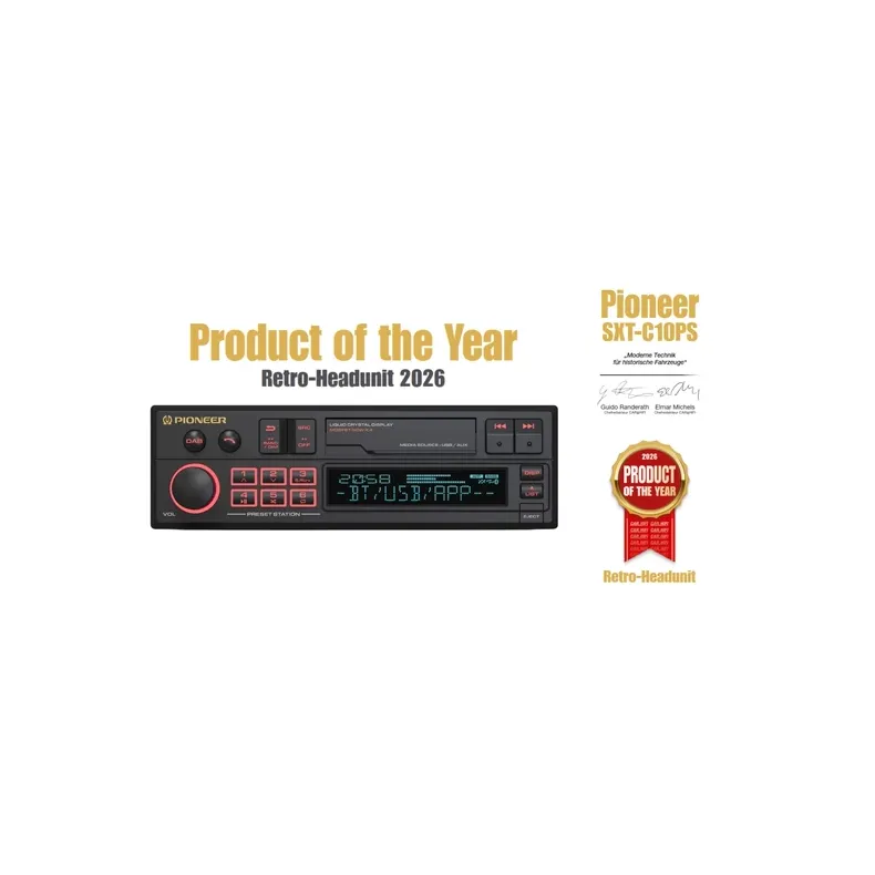 Pioneer SXT-C10PS, retrostereo med Bluetooth, DAB, USB/AUX og 3 par lavniveau